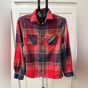 Orange Red & Blue Plaid Button-Up Jacket Brooklyn Cloth Mfg Co. Size S